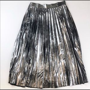 Gunmetal metallic pleated skirt